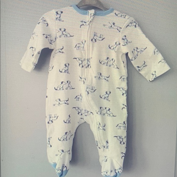 Little Me Blue and White Baby Footie - Picture 1 of 1